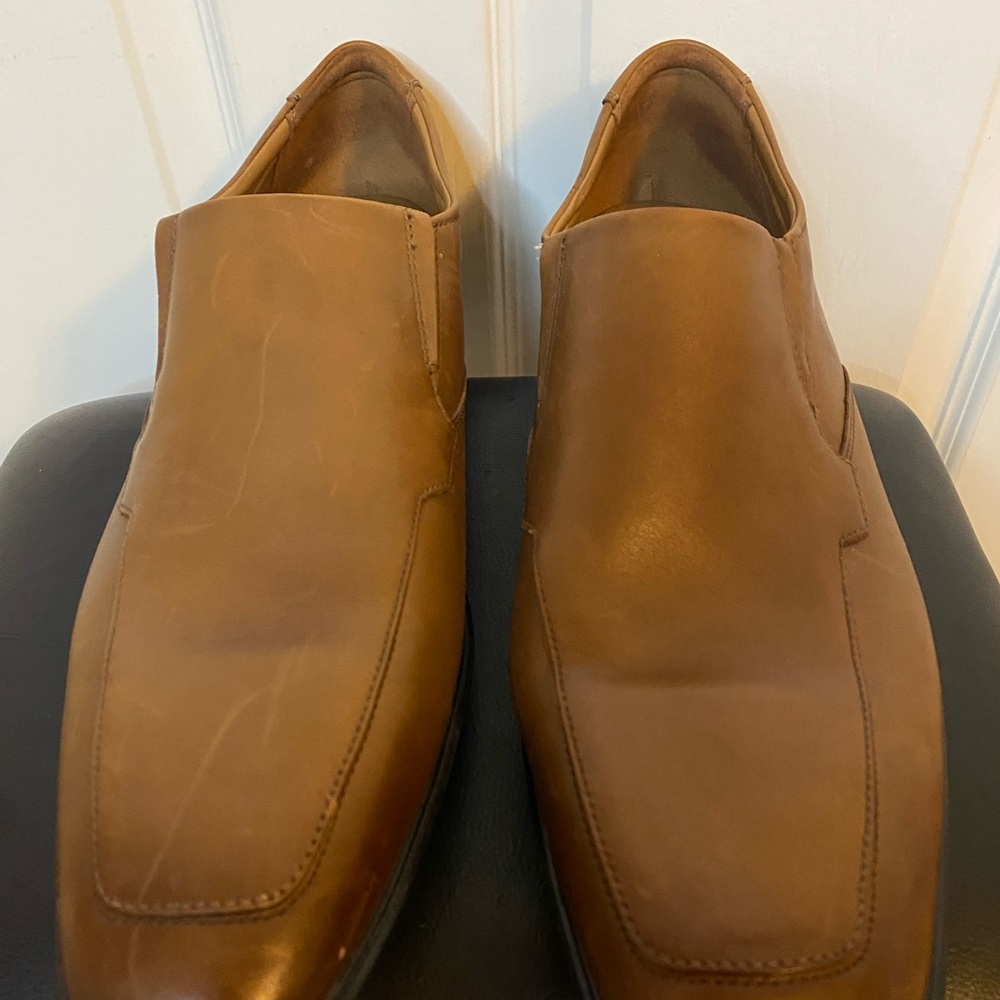 Clarks Tan Leather Slip-On Loafers